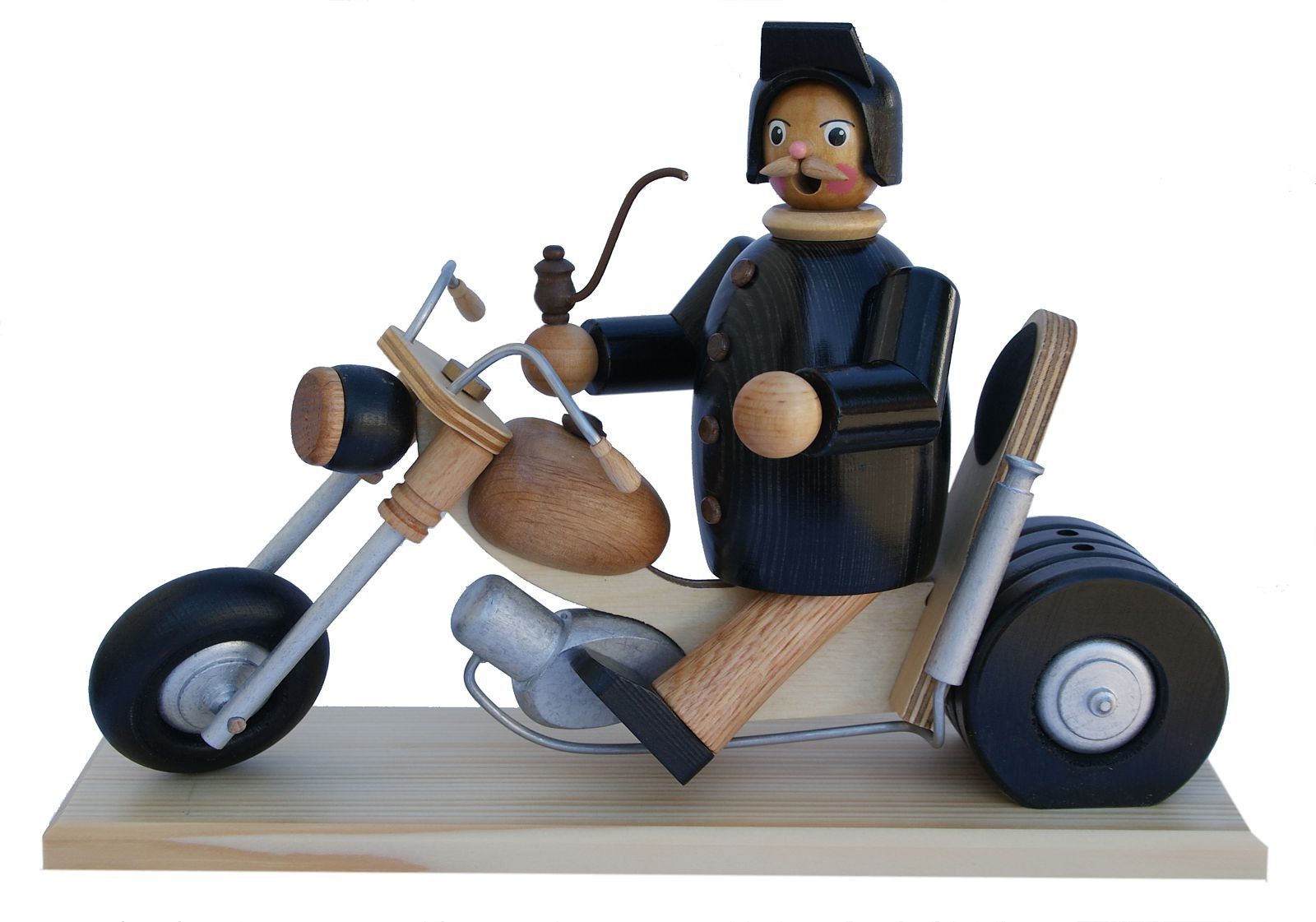 Räuchermann Biker mit Motorrad